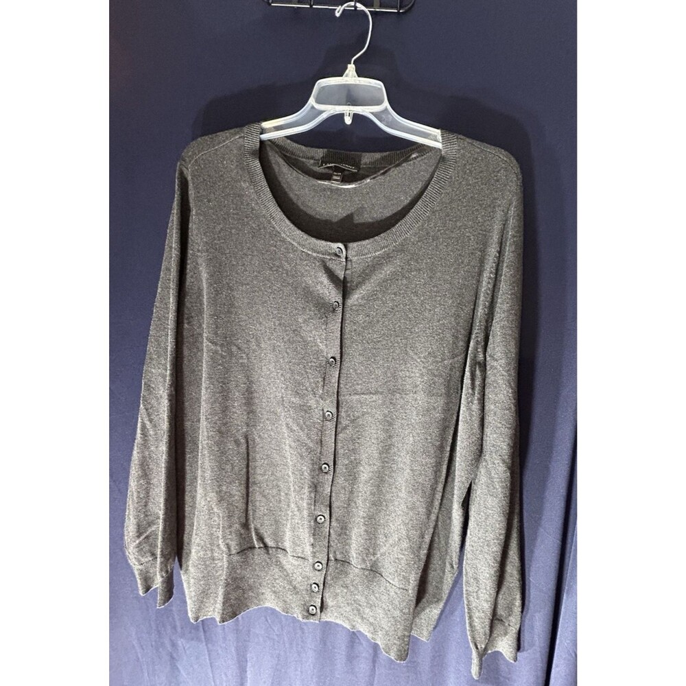 Lane Bryant Cardigan Sweater Womens Plus Size 26/28 Dark Gray Ribbed Button NWOT